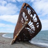 ship abandoned on the beach